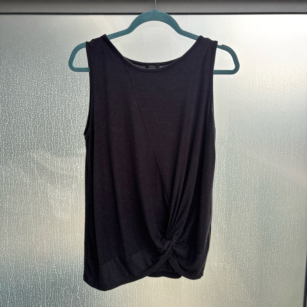 Storm | Black Sleeveless Knot Top